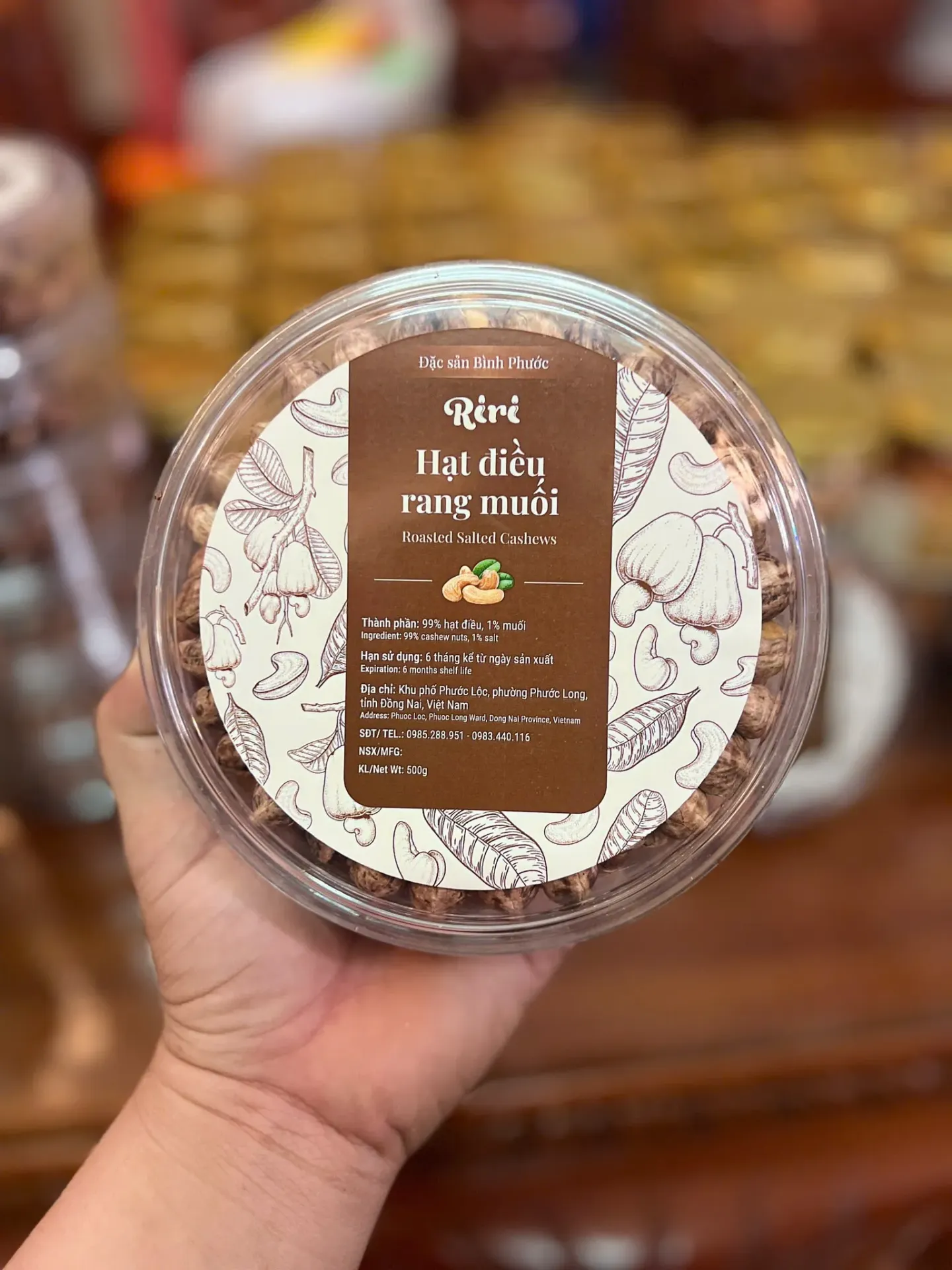 Hạt điều rang muối (500gram) (Tròn, Còn vỏ)